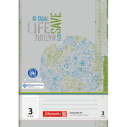 Artikelbild 2 für BRUNNEN Schulheft Recycling Lineatur 3 liniert DIN A5 ohne Rand, 16 Blatt, 1 St., Artikelnummer 162911