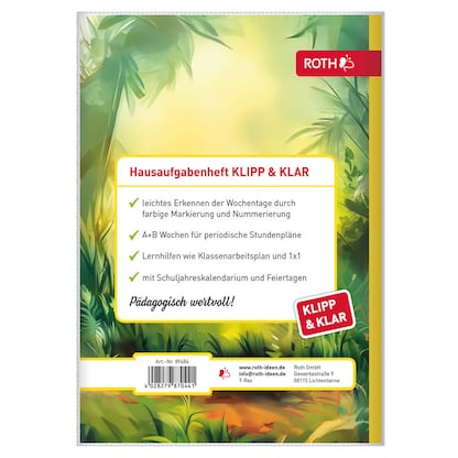 Artikelbild 3 für ROTH Hausaufgabenheft T-Rex Klipp & Klar liniert DIN A5 ohne Rand, 96 Blatt, 1 St., Artikelnummer 580599