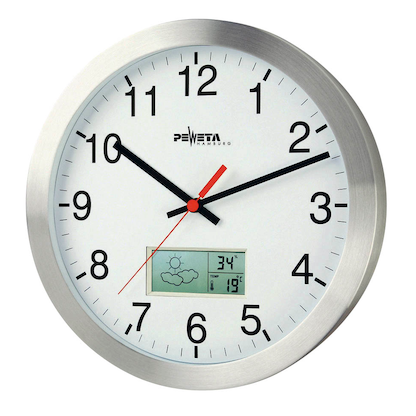 Artikelbild für PEWETA Funkwanduhr weiß silber Aluminium, matt, Ø 30,0 cm, Artikelnummer 130419