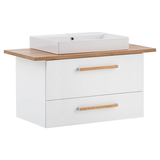 Artikelbild 1 für MÖBELPARTNER Waschbecken mit Unterschrank Duo 702037 kreideweiß, eiche landhaus 102,2 x 50,0 x 61,5 cm, Artikelnummer 673531