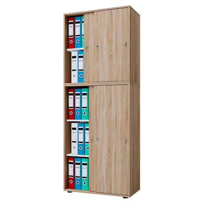 Artikelbild 4 für VCM my office Schiebetürenschrank XXL Lona, 914375 eiche 3 Fachböden 70,0 x 37,0 x 183,0 cm, Artikelnummer 973216