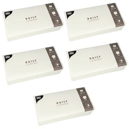 Artikelbild für AKTION: PAPSTAR Servietten Daily Collection weiß 2-lagig 32,0 x 32,0 cm, 5x 250 St., Artikelnummer 389666