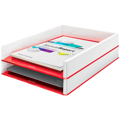 Artikelbild 2 für LEITZ Briefablage WOW Duo Colour perlweiß/rot DIN A4, 1 St., Artikelnummer 235178