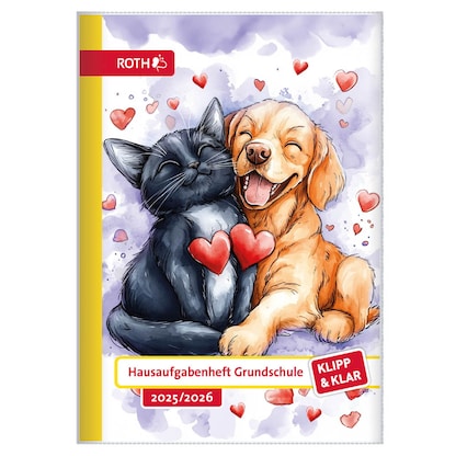 Artikelbild 2 für ROTH Hausaufgabenheft Hund und Katze Klipp & Klar liniert DIN A5 ohne Rand, 96 Blatt, 1 St., Artikelnummer 580468