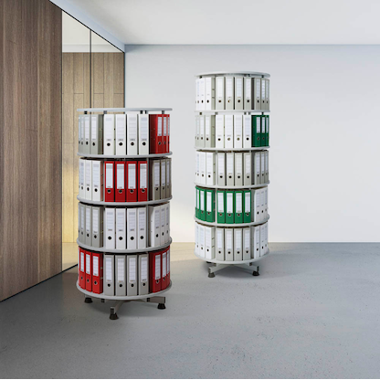 Artikelbild 3 für Ordnerdrehsäule hellgrau bis zu 96 Ordner, Komplett drehbar, H: 167,0 cm, Artikelnummer 190047