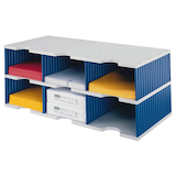 Artikelbild 1 für styro Sortierstation Styrodoc Jumbo Grundeinheit grau/blau mit 6 Fächern, Artikelnummer 251108