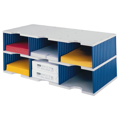 Artikelbild für styro Sortierstation Styrodoc Jumbo Grundeinheit grau/blau mit 6 Fächern, Artikelnummer 251108