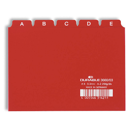 Artikelbild für DURABLE Karteikartenregister A-Z rot, Artikelnummer 415861