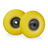 Artikelbild 1 für relaxdays Sackkarrenräder luftbereift gelb, grau Stahl Felgen, Achse 2,5 cm, Artikelnummer 452332