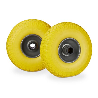 Artikelbild für relaxdays Sackkarrenräder luftbereift gelb, grau Stahl Felgen, Achse 2,5 cm, Artikelnummer 452332