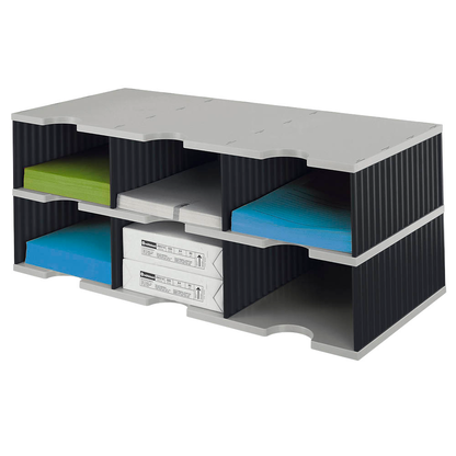 Artikelbild für styro Sortierstation Styrodoc Jumbo Grundeinheit grau/schwarz mit 6 Fächern, Artikelnummer 251116