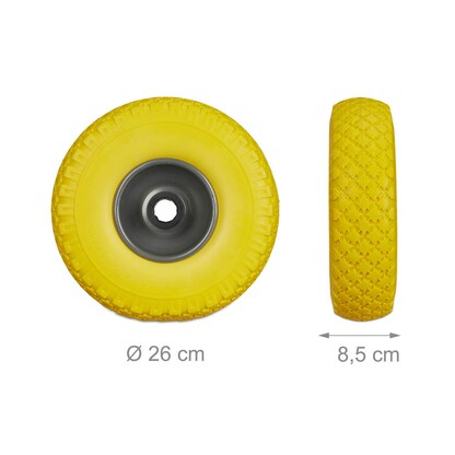 Artikelbild 2 für relaxdays Sackkarrenräder luftbereift gelb, grau Stahl Felgen, Achse 2,5 cm, Artikelnummer 452332