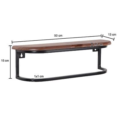 Artikelbild 2 für WOHNLING Wandregal sheesham, schwarz 50,0 x 13,0 x 15,0 cm, 1 St., Artikelnummer 208567