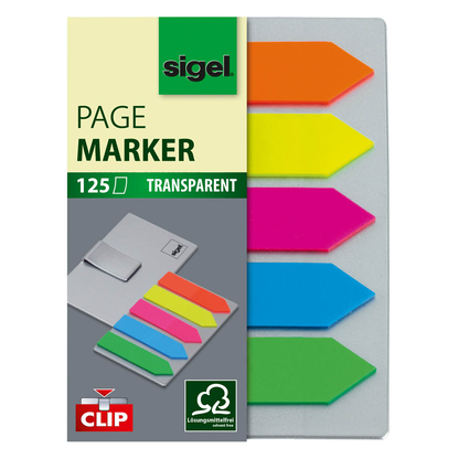 Artikelbild für SIGEL Haftmarker Pfeile mit Clip Haftmarker farbsortiert 5x 25 Streifen, Artikelnummer 353197