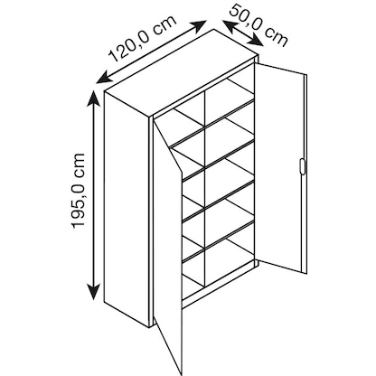 Artikelbild 2 für CP Stahlschrank 8931-311 S10123 lichtgrau, enzianblau 4 Fachböden 120,0 x 50,0 x 195,0 cm, aufgebaut, 1 St., Artikelnummer 415758