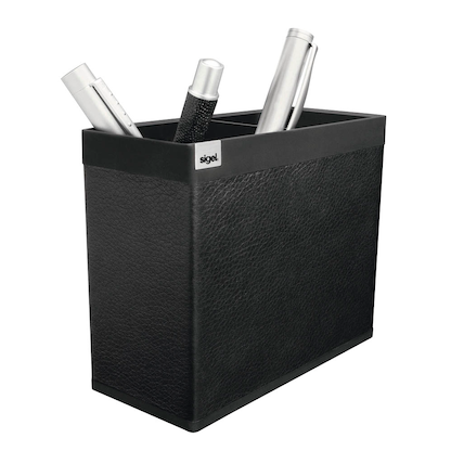 Artikelbild für SIGEL Stiftehalter cintano:S saphirschwarz Lederimitat 2 Fächer 13,0 x 6,0 x 10,7 cm, Artikelnummer 376780
