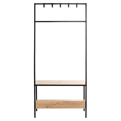 Artikelbild 4 für HAKU Möbel Garderobenbank mit Haken und Schuhrost 37461 eiche, schwarz Holz 70,0 cm, Artikelnummer 105298