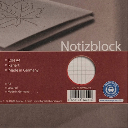Artikelbild 4 für LANDRÉ® Notizblock Recycling DIN A4 kariert, 1 St., Artikelnummer 298154