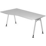 Artikelbild 1 für HAMMERBACHER AS18 höhenverstellbarer Schreibtisch lichtgrau Trapezform, A-Fuß-Gestell silber 180,0 x 80,0 cm, Artikelnummer 963975