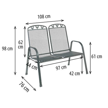 Artikelbild 2 für greemotion Gartenbank Toulouse 416322 eisengrau Metall 108,0 cm, Artikelnummer 422974