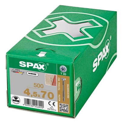 Artikelbild 7 für SPAX® Verlegeschrauben T20 Senkkopf WIROX 0541010450705 4,5 mm x 70 mm, 500 St., Artikelnummer 397798
