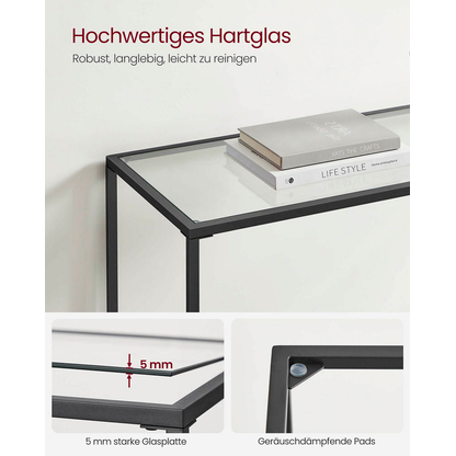 Artikelbild 7 für VASAGLE Konsolentisch rechteckig Glas schwarz 100,0 x 35,0 x 80,0 cm, 1 St., Artikelnummer 289559