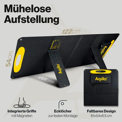Artikelbild 3 für Aqiila® Sunbird P100 Lade-Solarpanel schwarz, Kabellänge: 3,0 m, 100 W, Artikelnummer 533949