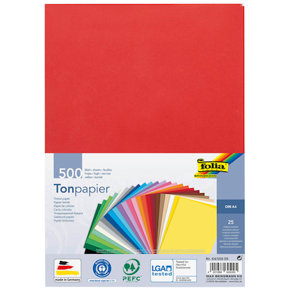 Artikelbild 4 für folia Tonpapier farbsortiert 130 g/qm 500 Blatt, Artikelnummer 132769