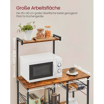 Artikelbild 5 für VASAGLE Küchen-Organizer braun, schwarz 90,0 x 40,0 x 134,0 cm, 1 St., Artikelnummer 262559