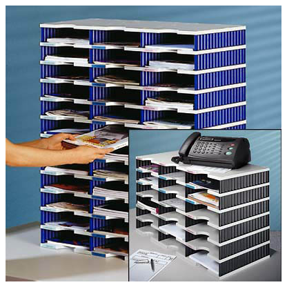 Artikelbild 2 für styro Sortierstation Styrodoc grau/blau mit 8 Fächern, Artikelnummer 444901