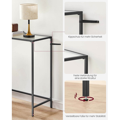 Artikelbild 8 für VASAGLE Konsolentisch rechteckig Glas schwarz 100,0 x 35,0 x 80,0 cm, 1 St., Artikelnummer 289559