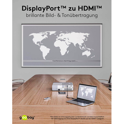 Artikelbild 7 für goobay DisplayPort 1.2/HDMI 2.0 Kabel 2,0 m grau, schwarz, 1 St., Artikelnummer 345171