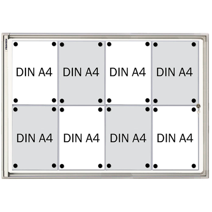 Artikelbild für FRANKEN Schaukasten X-tra!Line silber 8x DIN A4 96,0 x 3,0 x 68,0 cm, 1 St., Artikelnummer 534060