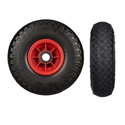 Artikelbild 2 für relaxdays Sackkarrenräder luftbereift schwarz, rot Kunststoff Felgen, Achse 2,5 cm, Artikelnummer 452353