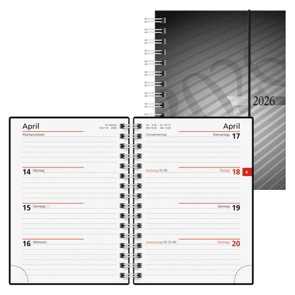 Artikelbild für rido idé Taschenkalender mit Spirale 2026 anthrazit, 1 St., Artikelnummer 594766