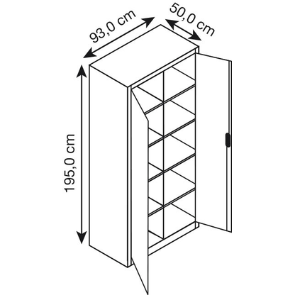 Artikelbild 2 für CP Stahlschrank 8921-311 S10193 lichtgrau, enzianblau 4 Fachböden 93,0 x 50,0 x 195,0 cm, aufgebaut, 1 St., Artikelnummer 415517