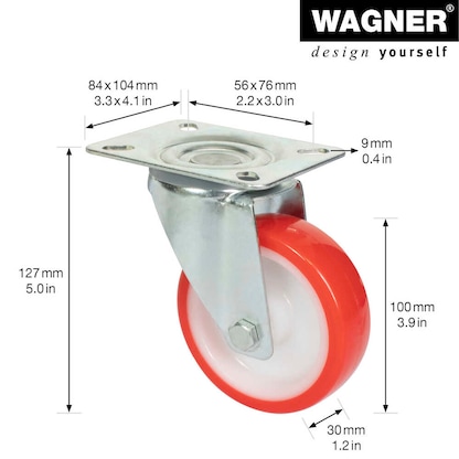 Artikelbild 2 für WAGNER® design yourself Transportgeräte-Lenkrolle RO 6800 rot, Artikelnummer 418438