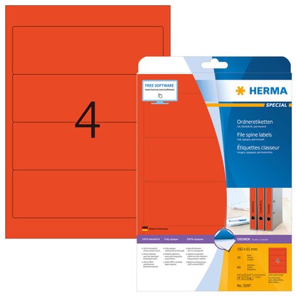 Artikelbild für HERMA Ordneretiketten 5097 rot, 20 Blatt, Artikelnummer 120311
