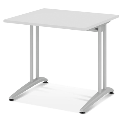 Artikelbild für HAMMERBACHER Altus Schreibtisch lichtgrau quadratisch, C-Fuß-Gestell silber 80,0 x 80,0 cm, Artikelnummer 203422