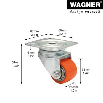 Artikelbild 2 für WAGNER® design yourself Schwerlast-Lenkrolle RO 6935 rot, Artikelnummer 420147