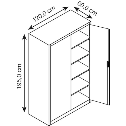 Artikelbild 2 für CP Stahlschrank 8932-00 S10599 lichtgrau, enzianblau 4 Fachböden 120,0 x 60,0 x 195,0 cm, aufgebaut, 1 St., Artikelnummer 416646