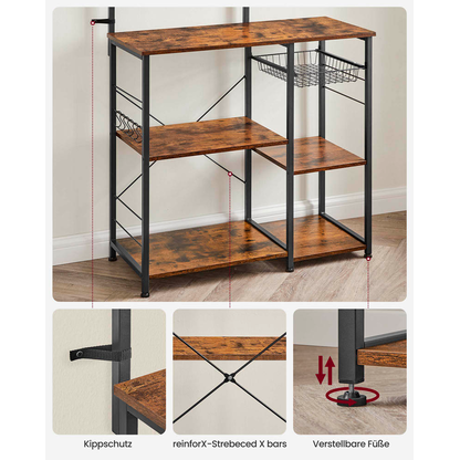 Artikelbild 6 für VASAGLE Küchen-Organizer braun, schwarz 90,0 x 40,0 x 134,0 cm, 1 St., Artikelnummer 262559