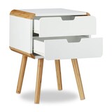 Artikelbild 1 für relaxdays Nachttisch rechteckig MDF-Platte, Bambus braun, weiß 40,0 x 40,0 x 55,0 cm, 1 St., Artikelnummer 519324