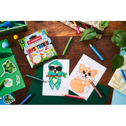 Artikelbild 3 für STABILO Trio® dick, kurz Animal Vibes Buntstifte farbsortiert, 12 St., Artikelnummer 739439
