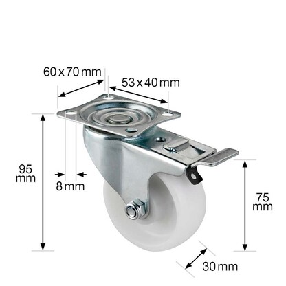 Artikelbild 3 für WAGNER® design yourself Transportgeräte-Lenkrolle MM 0075 weiß, Artikelnummer 420016