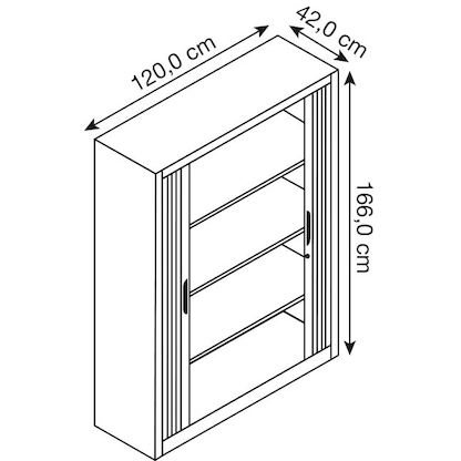 Artikelbild 2 für CP Omnispace Rollladenschrank lichtgrau 3 Fachböden 120,0 x 42,0 x 166,0 cm, Artikelnummer 918201