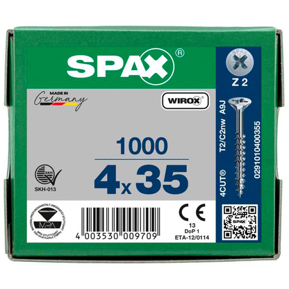Artikelbild 8 für SPAX® Universalschrauben Z2 Senkkopf WIROX 0291010400355 4 mm x 35 mm, 1.000 St., Artikelnummer 394329