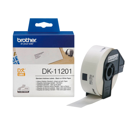 Artikelbild für brother Etikettenrolle für Etikettendrucker DK11201 weiß, 29,0 x 90,0 mm, 1 x 400 Etiketten, Artikelnummer 639161