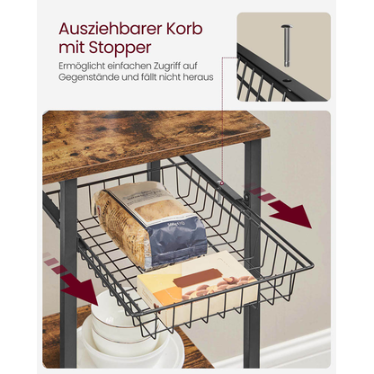 Artikelbild 8 für VASAGLE Küchen-Organizer braun, schwarz 90,0 x 40,0 x 134,0 cm, 1 St., Artikelnummer 262559