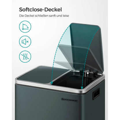 Artikelbild 5 für SONGMICS Mülltrenner 2x 15,0 l grüngrau, 1 St., Artikelnummer 438497